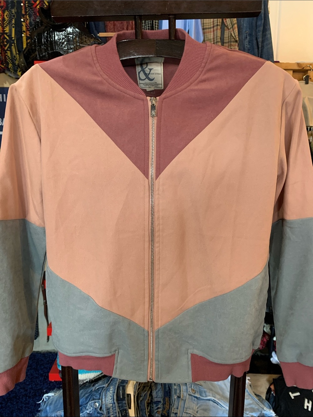 Colorblock Pink Bomber Jacket